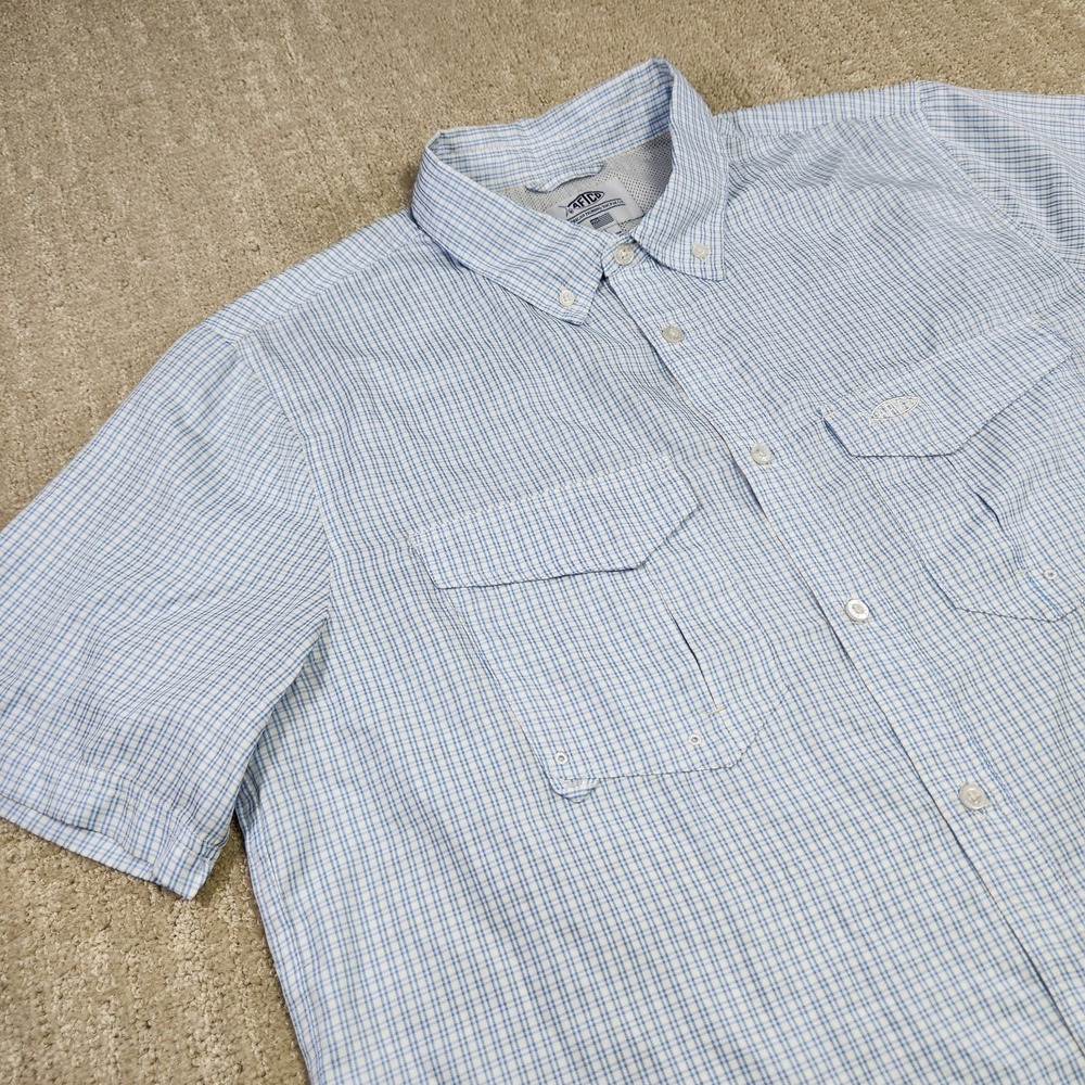 Aftco Shirt Men Medium Large Sirius SS Vented Fishing Button Up Quick Dry UPF